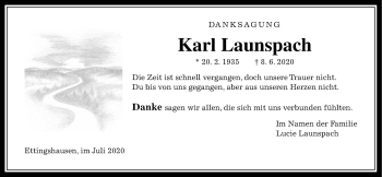 Traueranzeige von Karl Launspach von Licher Wochenblatt