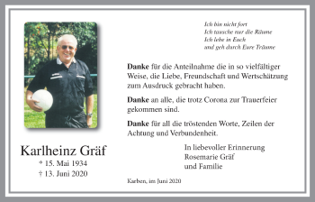 Traueranzeige von Karlheinz Gräf von Bad Vilbel/Karben