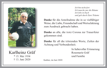 Traueranzeige von Karlheinz Gräf von Wetterauer Zeitung