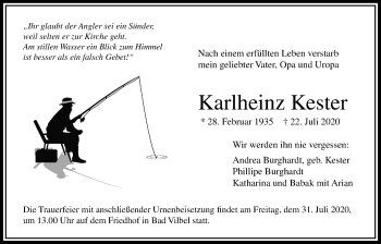 Traueranzeige von Karlheinz Kester von Bad Vilbel/Karben
