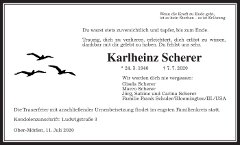 Traueranzeige von Karlheinz Scherer von Wetterauer Zeitung