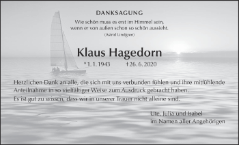 Traueranzeige von Klaus Hagedorn von Wetterauer Zeitung