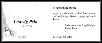 Traueranzeige von Ludwig Pein von Licher Wochenblatt