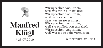 Traueranzeige von Manfred Klügl von Wetterauer Zeitung
