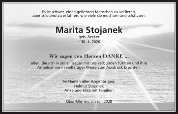 Traueranzeige von Marita Stojanek von Mücker Stimme