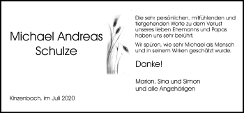 Traueranzeige von Michael Andreas Schulze von Giessener Allgemeine, Alsfelder Allgemeine