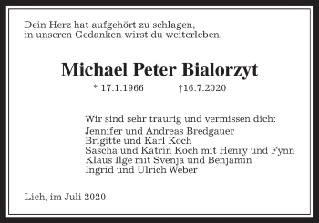Traueranzeige von Michael Peter Bialorzyt von Giessener Allgemeine, Alsfelder Allgemeine