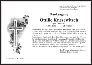 Traueranzeige von Ottilie Knesewitsch von Wetterauer Zeitung