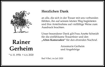 Traueranzeige von Rainer Gehrheim von Bad Vilbel/Karben