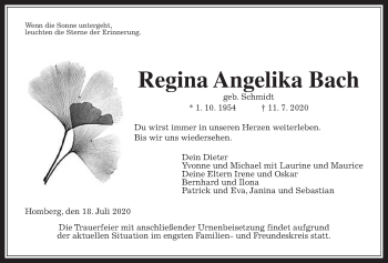 Traueranzeige von Regina Angelika Bach von Alsfelder Allgemeine