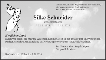 Traueranzeige von Silke Schneider von Wetterauer Zeitung