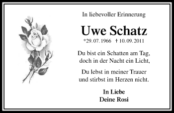 Traueranzeige von Uwe Schatz von Bad Vilbel/Karben