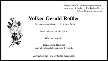 Traueranzeige von Volker Gerald Rößler von Wetterauer Zeitung