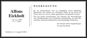 Traueranzeige von Alfons Eickholt von Wetterauer Zeitung