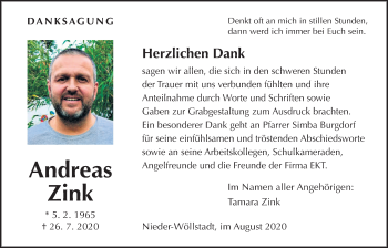 Traueranzeige von Andreas Zink von Wetterauer Zeitung