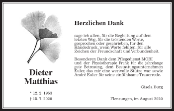 Traueranzeige von Dieter Matthias von Mücker Stimme