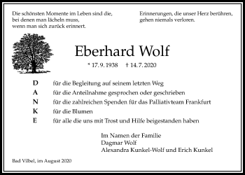 Traueranzeige von Eberhard Wolf von Bad Vilbel/Karben