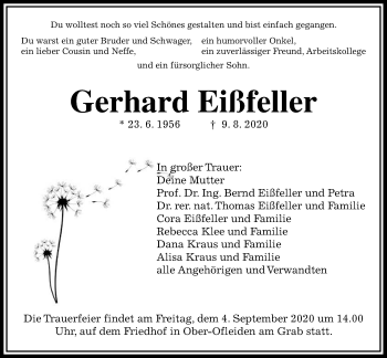Traueranzeige von Gerhard Eißfeller von Giessener Allgemeine, Alsfelder Allgemeine