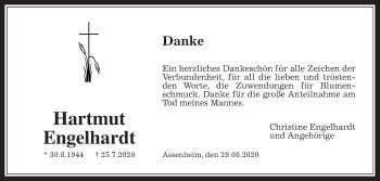 Traueranzeige von Hartmut Engelhardt von Wetterauer Zeitung