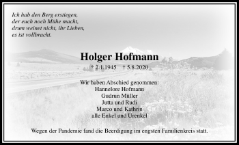 Traueranzeige von Holger Hofmann von Licher Wochenblatt