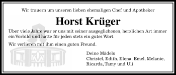 Traueranzeige von Horst Krüger von Wetterauer Zeitung
