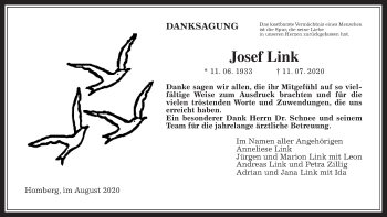 Traueranzeige von Josef Link von Alsfelder Allgemeine