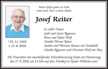 Traueranzeige von Josef Reiter von Wetterauer Zeitung