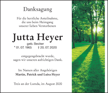 Traueranzeige von Jutta Heyer von Giessener Allgemeine, Alsfelder Allgemeine