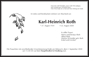 Traueranzeige von Karl-Heinrich Roth von Wetterauer Zeitung