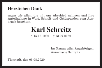 Traueranzeige von Karl Schreitz von Wetterauer Zeitung