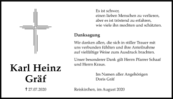 Traueranzeige von Karl Heinz Gräf von Giessener Allgemeine, Alsfelder Allgemeine