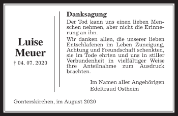 Traueranzeige von Luise Meuer von Laubacher Anzeiger