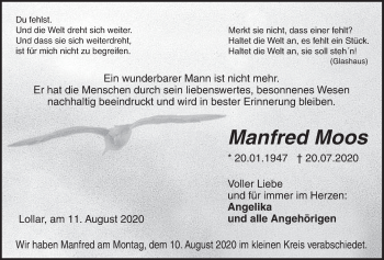 Traueranzeige von Manfred Moos von Giessener Allgemeine, Alsfelder Allgemeine
