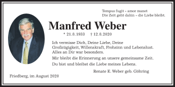 Traueranzeige von Manfred Weber von Wetterauer Zeitung