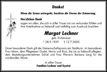 Traueranzeige von Margot Lechner von Licher Wochenblatt