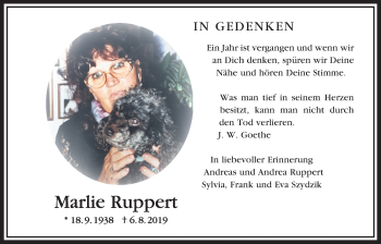 Traueranzeige von Marlie Ruppert von Bad Vilbel/Karben