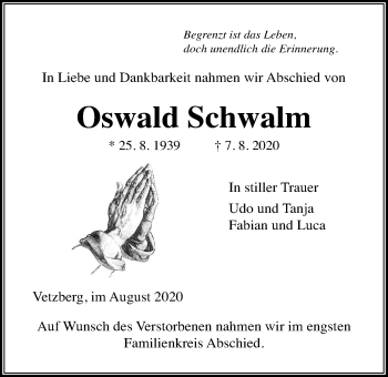 Traueranzeige von Oswald Schwalm von Giessener Allgemeine, Alsfelder Allgemeine