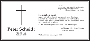 Traueranzeige von Peter Scheidt von Wetterauer Zeitung