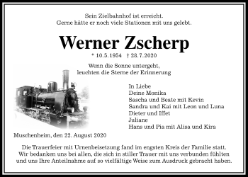 Traueranzeige von Werner Zscherp von Giessener Allgemeine, Alsfelder Allgemeine
