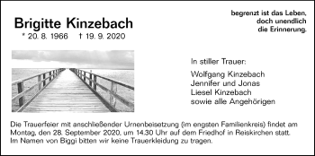 Traueranzeige von Brigitte Kinzebach von Giessener Allgemeine, Alsfelder Allgemeine