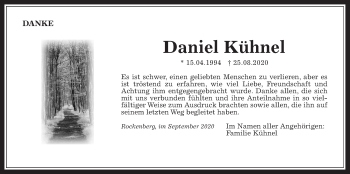 Traueranzeige von Daniel Kühnel von Wetterauer Zeitung