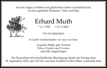 Traueranzeige von Erhard Muth von Bad Vilbel/Karben