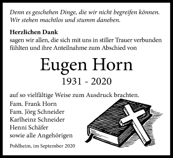 Traueranzeige von Eugen Horn von Pohlheimer Nachrichten