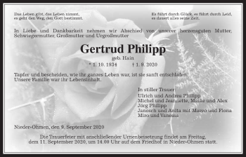 Traueranzeige von Gertrud Philipp von Alsfelder Allgemeine