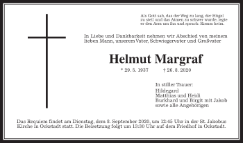 Traueranzeige von Helmut Margraf von Wetterauer Zeitung