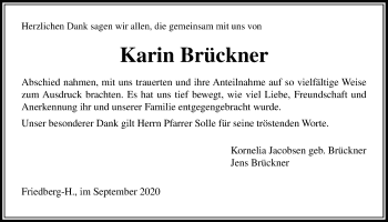Traueranzeige von Karin Brückner von Wetterauer Zeitung