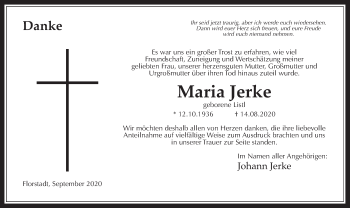 Traueranzeige von Maria Jerke von Wetterauer Zeitung