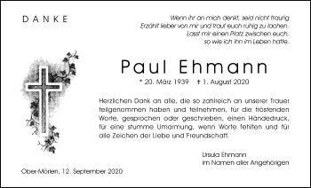 Traueranzeige von Paul Ehmann von Wetterauer Zeitung