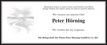 Traueranzeige von Peter Hörning von Wetterauer Zeitung
