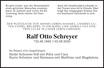 Traueranzeige von Ralf Otto Schreyer von Wetterauer Zeitung